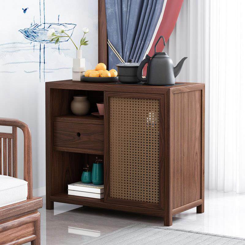 新柜中式茶水柜实木下置水桶VLS一体小柜茶边黑桃茶水胡台家用茶