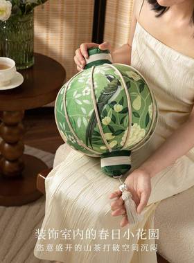 BLF2025茶屿绿色装饰形抱厅枕灯笼氛围感清异新靠客沙发枕靠垫