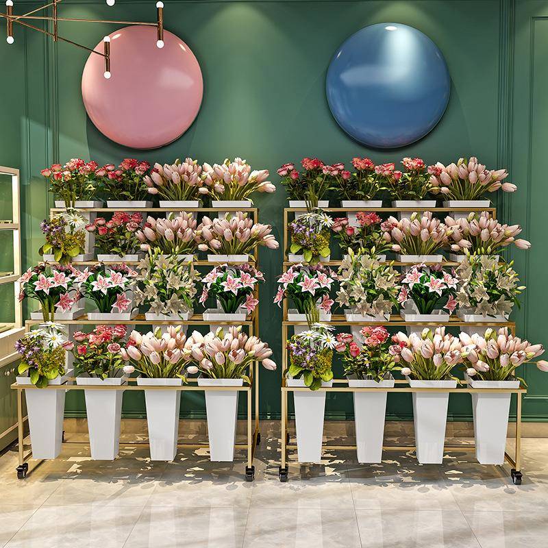 摆摊可移动阶梯多层花店花架鲜花假花架子铁艺花架花桶展示架现货