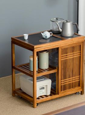 移动茶水柜樱桃木实木茶桌边柜阳台小茶桌小型家用烧水壶一体边几