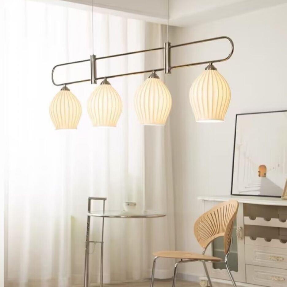 法式文艺白色陶瓷餐厅长吊灯北欧风轻奢中古陶艺花苞岛台吧台吊灯