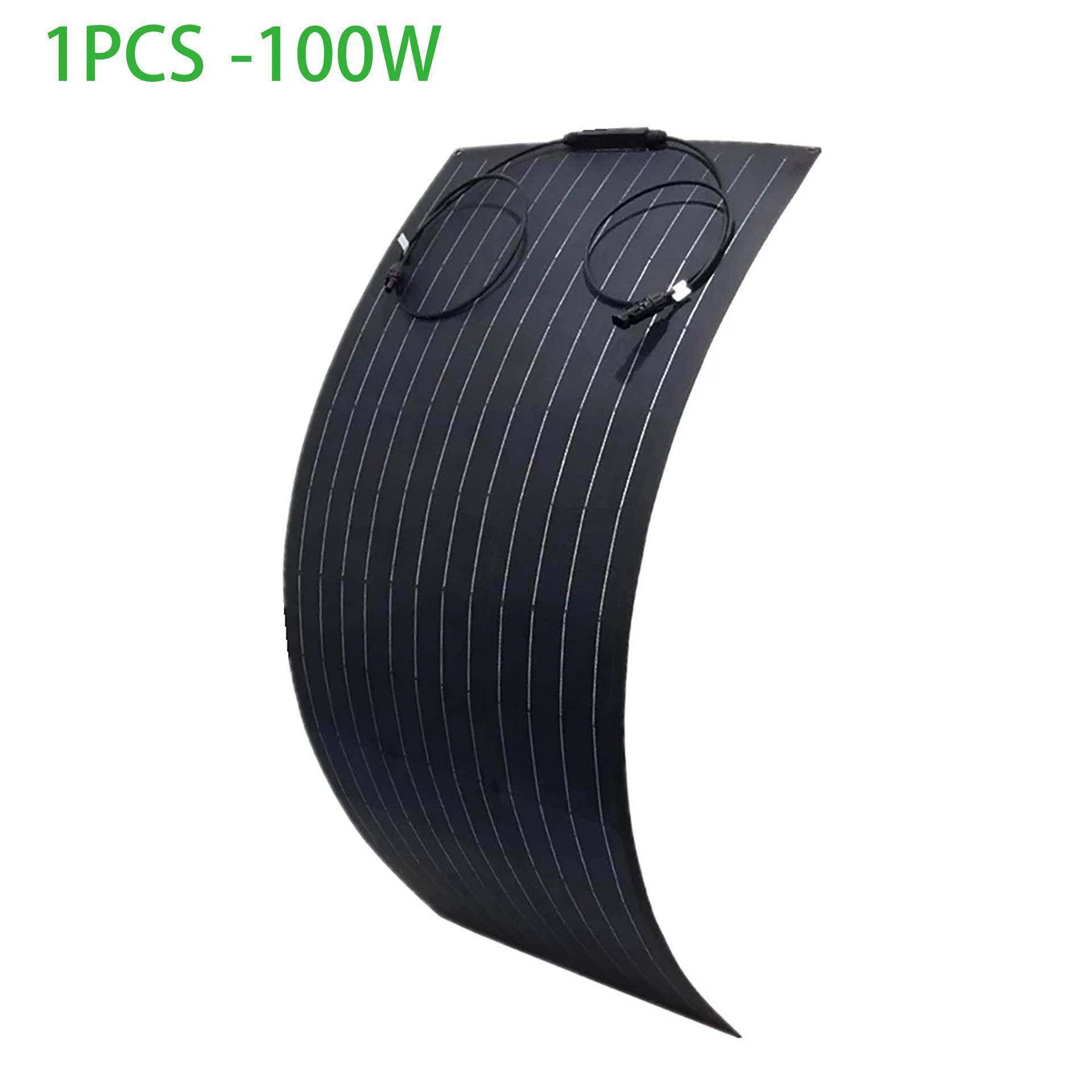 100W太阳能板太阳能电池板柔性18V单晶硅屋顶RV房车发电