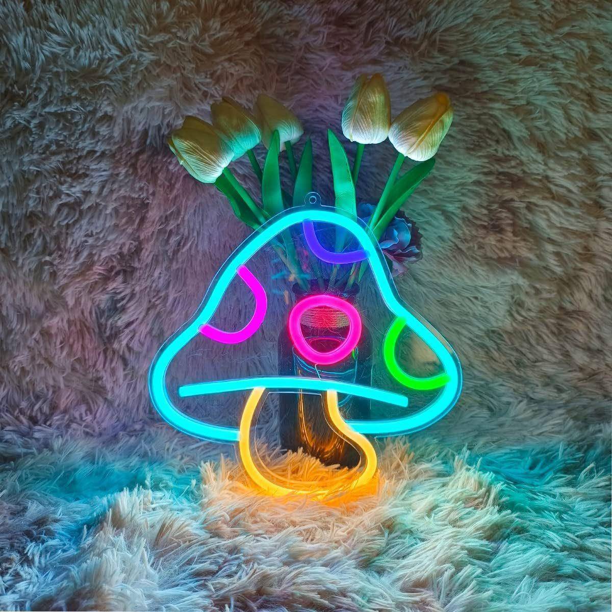 热销外贸led蓝色蘑菇发光灯造型装饰亚克力霓虹灯牌