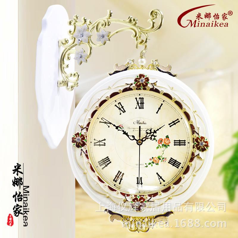 创意新款大号复古欧式韩式田园艺术挂钟石英钟台钟双面钟厂价