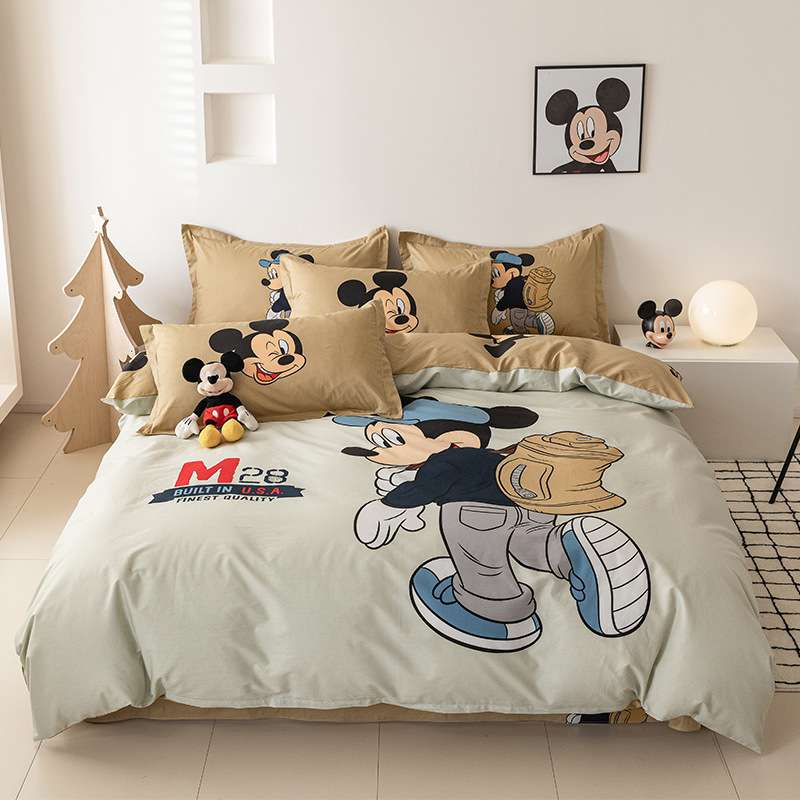 全棉卡通四件套床笠款儿童学生纯棉斜纹床上三件套床单被套