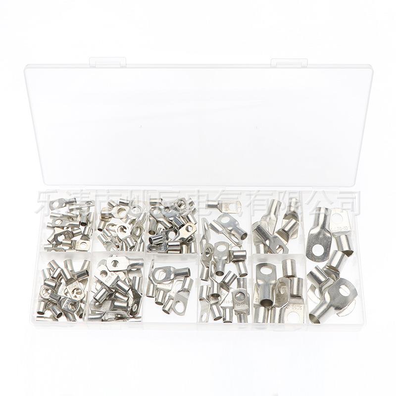 110pcs盒装镀锡窥口端子铜鼻子防水接线端子裸端子冷压SC10-SC70