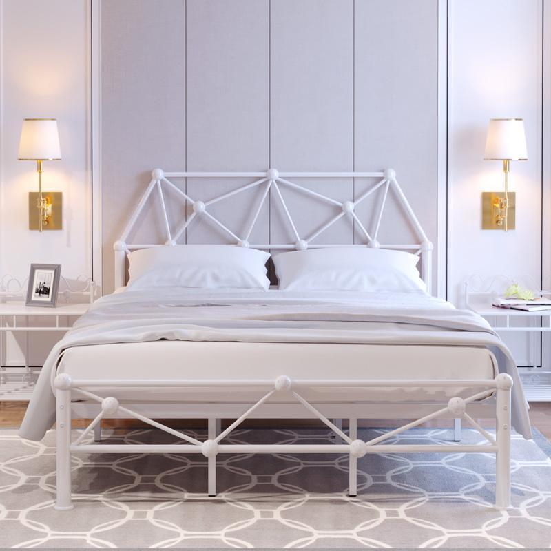 铁艺夜空黑现代简约床铁架子家用双人单人出租屋1.5米铁床1.2米