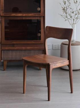 北美黑胡桃木餐椅实木现代简约日式家用靠背椅书桌椅北欧休闲椅子