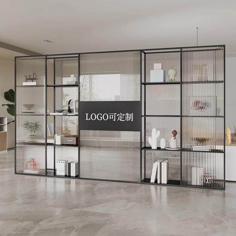 办公室书架隔断置物架简约现代客厅可移动装饰玻璃屏风隔断遮挡