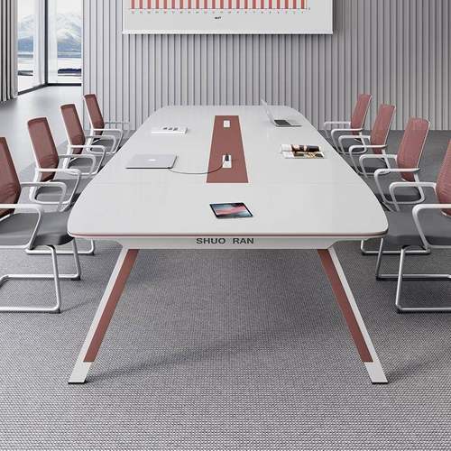 办公会议桌椅组合长条桌简约现代10人会议室接待洽谈台轻奢高级