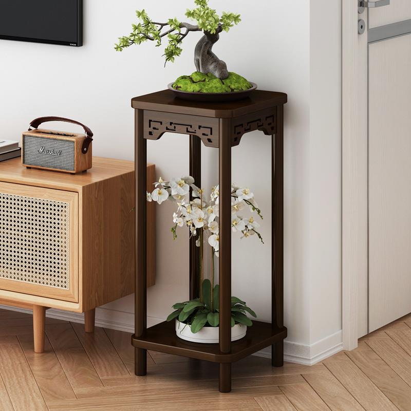 实木中式花台阳台家用落地式室内置物新品客厅电视柜两边摆设花架