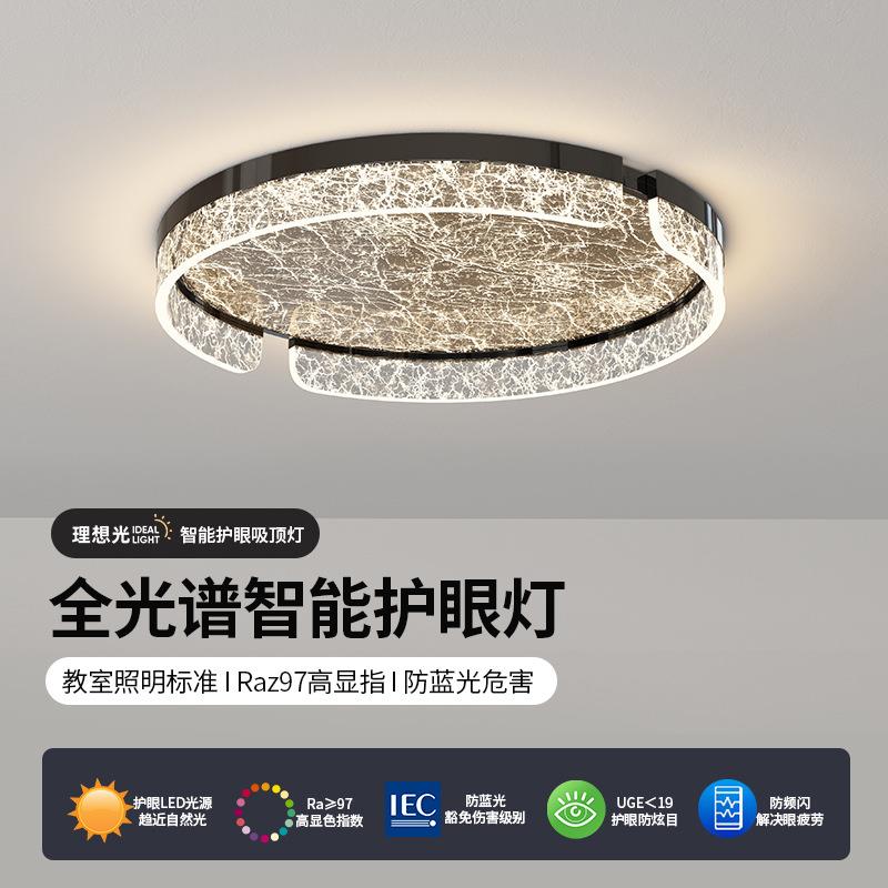 意式轻奢卧室灯极简黑白设计吸顶灯创意裂纹艺术氛围感led护眼灯