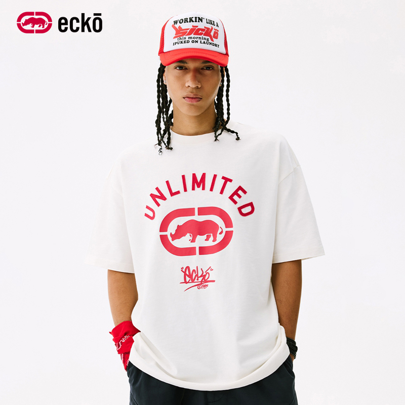ecko红犀牛贴布绣全棉短袖t恤