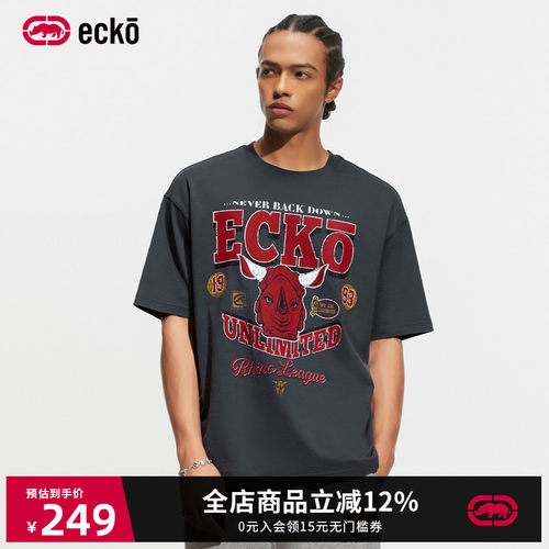 ecko红犀牛美式复古做旧短袖t恤