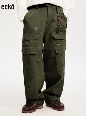 ecko红犀牛  美式复古伐木工装多口袋阔腿裤2025冬季新款休闲长裤