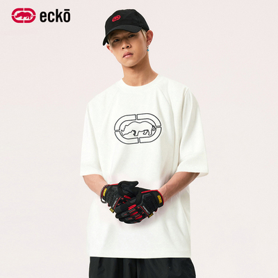 ecko红犀牛贴布绣拼接短袖t恤