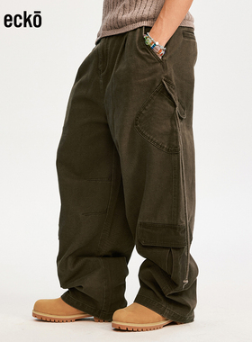 ecko红犀牛  美式复古宽松直筒多口袋工装裤2025秋季新款休闲长裤