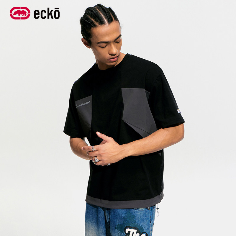 ecko红犀牛 插肩撞色拼接运动机能短袖t恤男女款2026夏季新款上衣