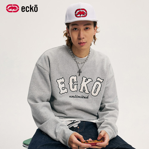 ecko红犀牛贴布刺绣套头重磅卫衣
