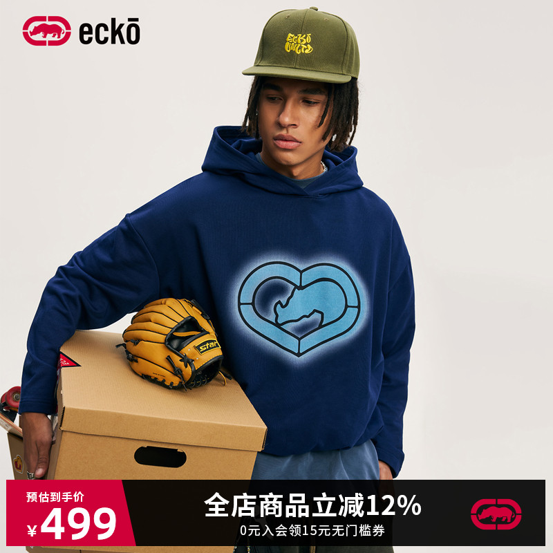 ecko红犀牛  运动帽衫全棉重磅连帽情侣卫衣男女2025秋季新款外套