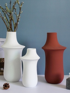 摆饰简约硅胶陶瓷花瓶北欧工艺品 莫兰迪现代创意家居摆件软装
