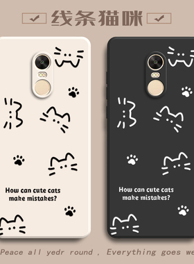 适用红米Note4X手机壳MBE6A5保护n0te套redminote小米redmi闹特N4X四noto新款硅胶简约猫咪nont全包防摔not女