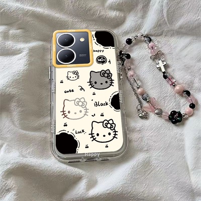 vivoy78手机壳新款y77e镜面泡芙KT猫y76s软硅胶保护套vovoy50/y73s/y71S全包防摔y93s卡通viviy85女y70s个性M