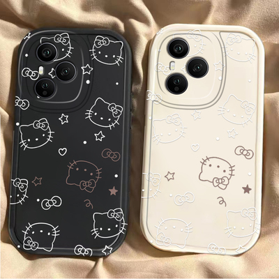 可爱倒立kt猫头适用于荣耀500/400pro手机壳女爆款300/200/100/90全包防摔80/70带手绳x60pro卡通50/40保护套