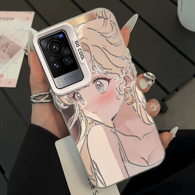 适用vivox60手机壳x60pro新款x60TPro保护套vivox6ot曲屏版彩银IMD冰月美少女vovox全包vivix防摔vio外壳viv0