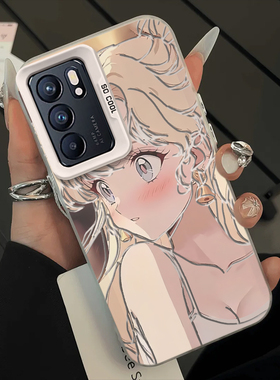 适用oppoReno6手机壳Reno6pro新款opopreno65G全包防摔外壳reon6opp0pp0pporeno6保护套5G彩银IMD冰月美少女