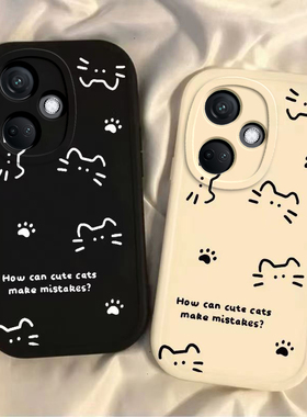 适用oppok11手机壳K12x新款oppok10pro可爱线条猫K10活力版oppk9x硅胶k5全包防摔opopk3/k7卡通k9s外壳k1女生