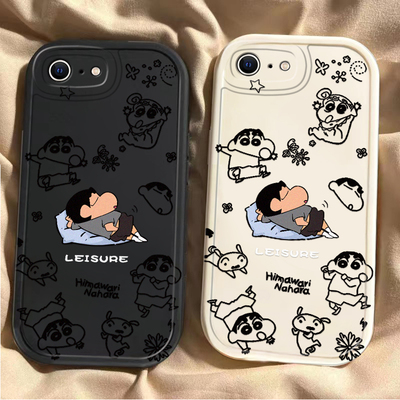 适用苹果6s/7/8plus手机壳新款iPhoneXSmax睡觉小新XR外壳SE防摔11pro全包12/13卡通15/16/17硅胶软保护套