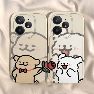 真我neo7手机壳realmeGTneo5/6se送花小狗gt5pro情侣Neo3/2全包GT2大师探索版gtnoe2T防摔oppo外壳gt2pro男女