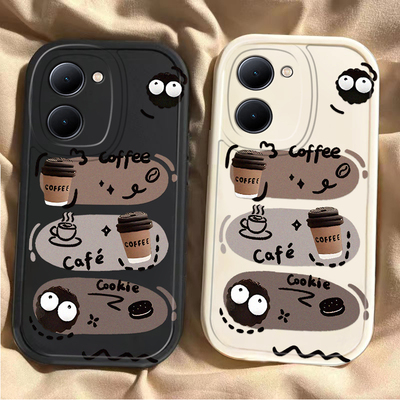 vivoy78手机壳新款y77e咖啡煤球y76s硅胶vovoy66/y73s/y71t全包防摔y93s文字viviy85a女小众y70s创意m+保护套