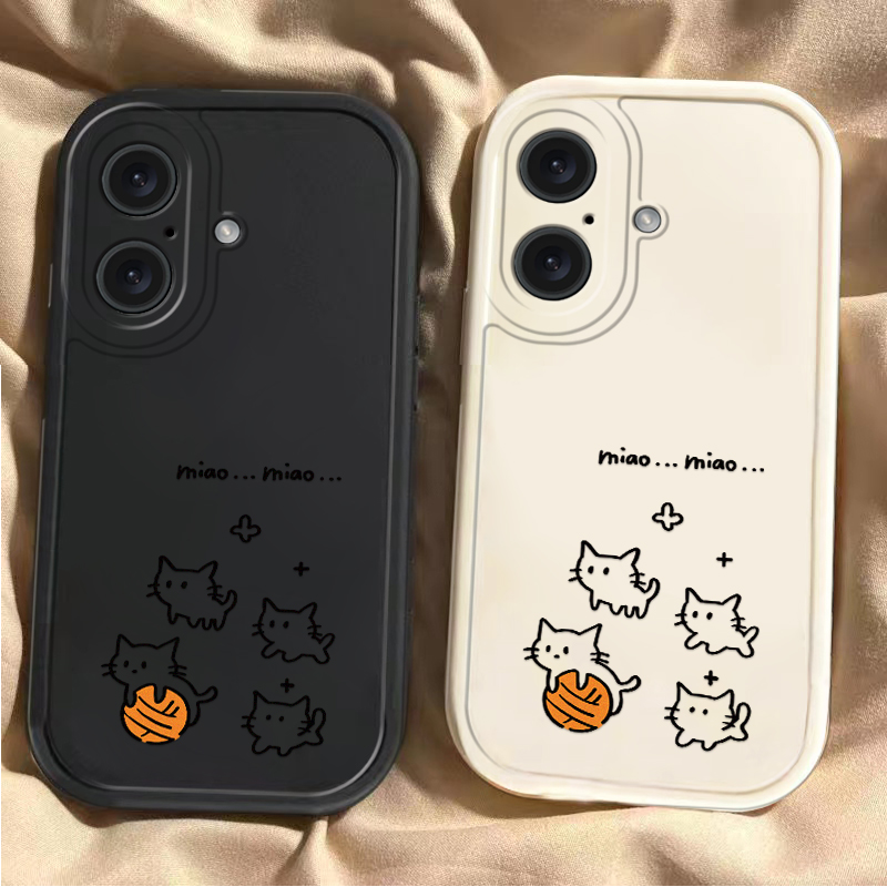玩毛线球小奶猫适用于苹果17promax手机壳全包防摔iPhone16e新款15/14/13卡通11/12小众xs/xr女8/7plus保护套