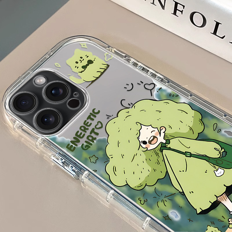 适用苹果15promax手机壳新款iphone14pro13防摔12可爱女11清新xsmax镜面夏天8plus手绳7p高级感6s镜头全包se2