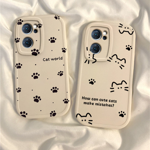 适用oppoReno7手机壳Reno7pro女新款opporone7SE全包防摔reon75G系列硅胶外壳opp0pp0ppor保护套5G男可爱猫咪
