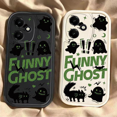 幽灵黑猫适用于荣耀400/300手机壳带挂绳honor200/100/90硅胶80/70小众x60pro全包50/40防摔ultra软壳手机套