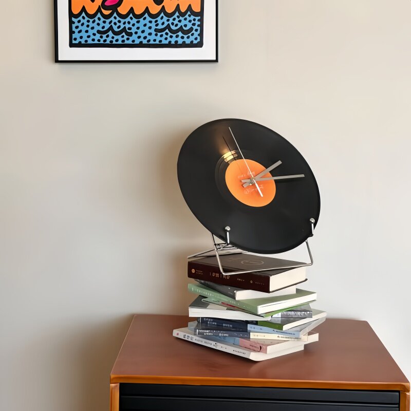 复古黑胶唱片钟创意挂钟客厅办公室书桌桌面摆件酒柜电视墙面装饰,家居饰品,座钟,淘宝优惠券,粉丝福利购,淘宝优惠卷