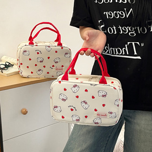 卡通kt猫分区手提化妆包女2025新款大容量便携式旅行洗漱包收纳袋