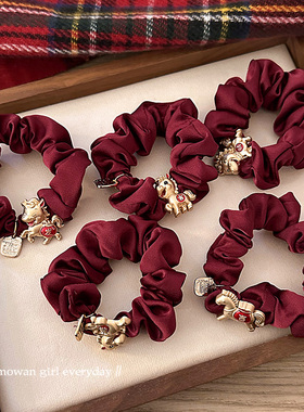 新年小马发圈女红色本命年发绳皮筋扎头发头绳高马尾发圈喜庆头饰