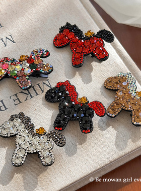 新年红色元宝水钻小马发夹女2026新款刘海侧边夹子头饰发饰鸭嘴夹