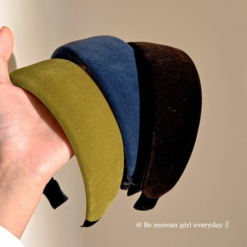 加宽加厚复古彩色丝绒发箍女新款