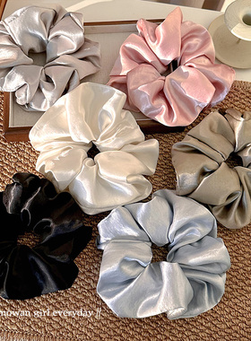 法式缎面丝光大肠发圈女丸子头耐用皮筋发绳高弹力扎马尾头绳发饰