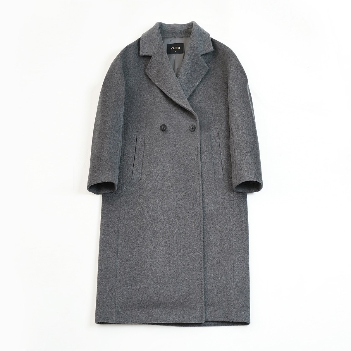 2025秋冬新款女士山羊绒大衣休闲西装领100山羊绒毛呢外套中长款