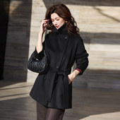 悦戎2026新款 外套 带里衬100%山羊绒大衣小个子宽松加厚双排扣短款