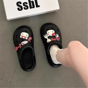 hellokitty洞洞鞋女款2025新款外穿eva防滑防臭厚底凉拖鞋女夏季