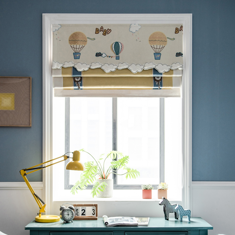21年新款云过天空儿童房罗马帘窗帘 小窗户布百叶升降帘上下拉帘