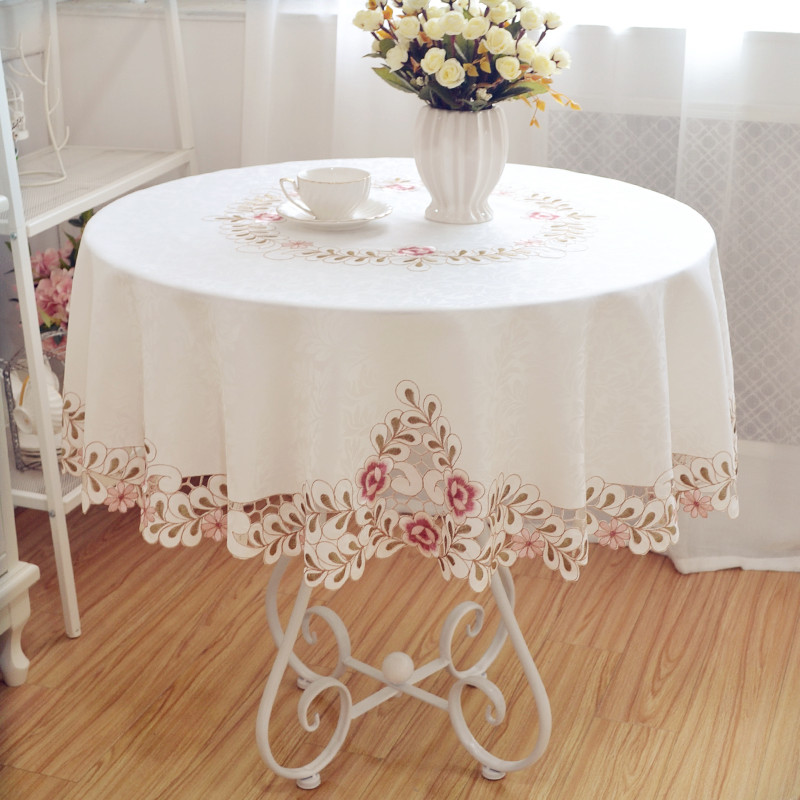 圆桌桌布餐桌布艺欧式大圆桌家用圆形台布小方桌圆茶几餐厅正方形