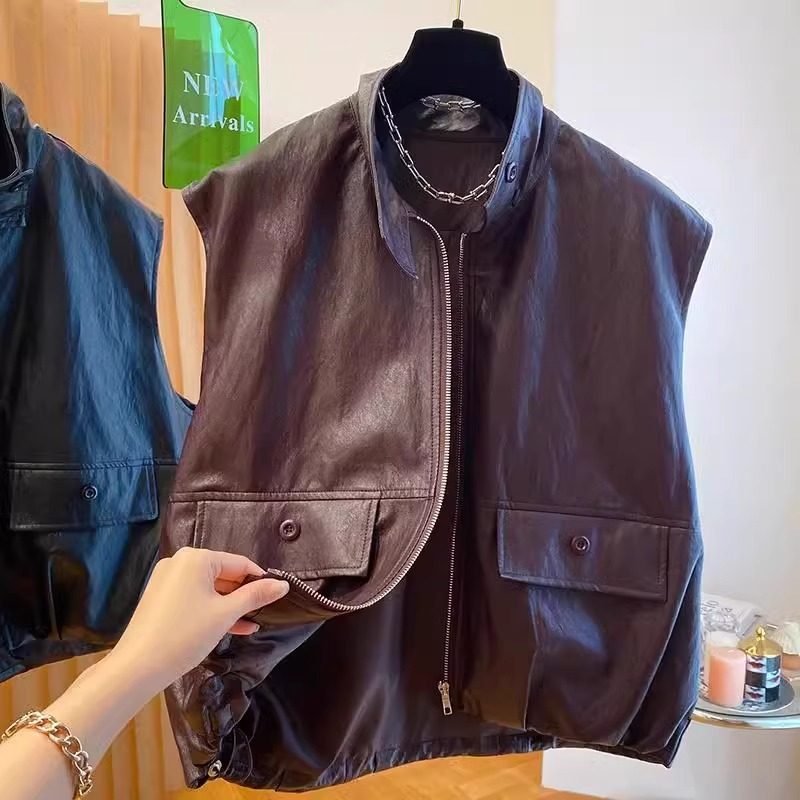 特大码300斤欧货宽松立领PU皮马甲男女春秋季机车服马甲马夹外套2,男装,常规马甲,淘宝优惠券,粉丝福利购,淘宝优惠卷